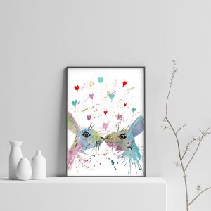 "Bunnies in Love" Rabbit Hare